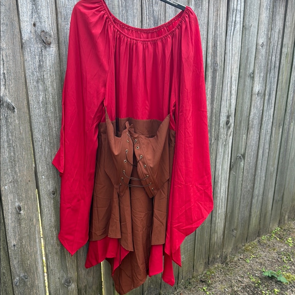 Red and Brown Renaissance Style Dress